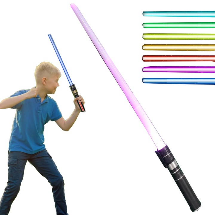 Fénykard gyerekeknek - Behúzható LED fénykard hanggal, 12 színben - Ajándék fiúknak, gyerekeknek, tinédzsereknek, parti ajándékok - 2 darabos csomag karácsonyi ajándékok, parti jelmez ajándékok
