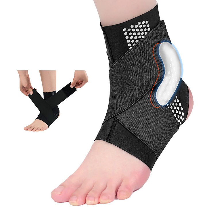 Glezniera, Dimensiune: XL, respirabil, prietenos cu pielea, protectie pentru glezna, pernita de silicon, curele incrucisate, potrivit pentru: uzura de os de glezna, leziuni articulare, entorsa de ligament si leziuni tendinoase