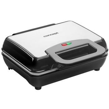 Aparat de Vafe Concept VF3040, 1000 W, placi ceramice, Inox/Negru Aparat de Vafe Concept VF3040, 1000 W, placi ceramice, Inox/Negru