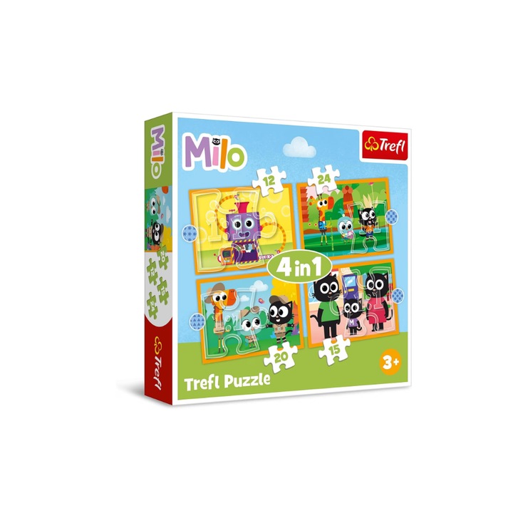 Пъзел 4 в 1 Trefl, Запознайте се с Мило и неговите приятели