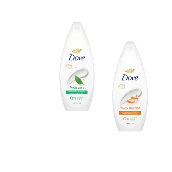Csomag, 1 x Dove Essential Care Fresh Care tusfürdő 720ml, 1 x Dove Essential Care Fruity Nourish tusfürdő 720ml