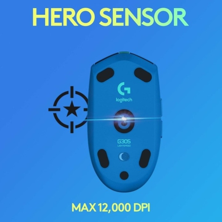 Mouse de gaming, Logitech G305, senzor HERO 12K, 12.000 DPI, wireless ...