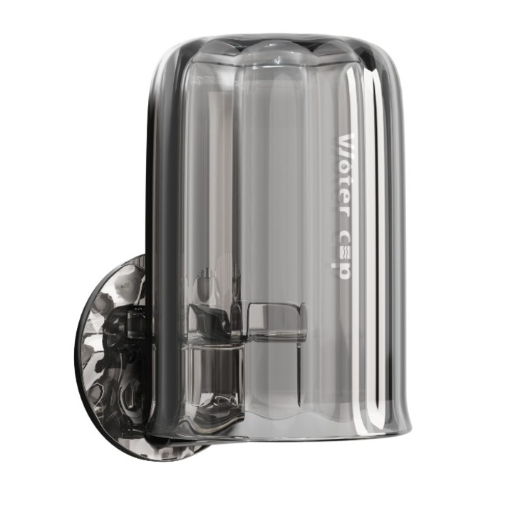 Suport Multifunctional 2 in 1, Pahar si Suport pentru Periuta de Dinti, Flippy, Plastic, Dimensiune: 10.4 x 7.3 x 7.3 cm, Gri