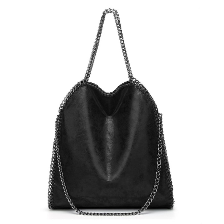 Geanta din piele naturala pentru femei, model vintage, neagra, cu lant, tip handbag