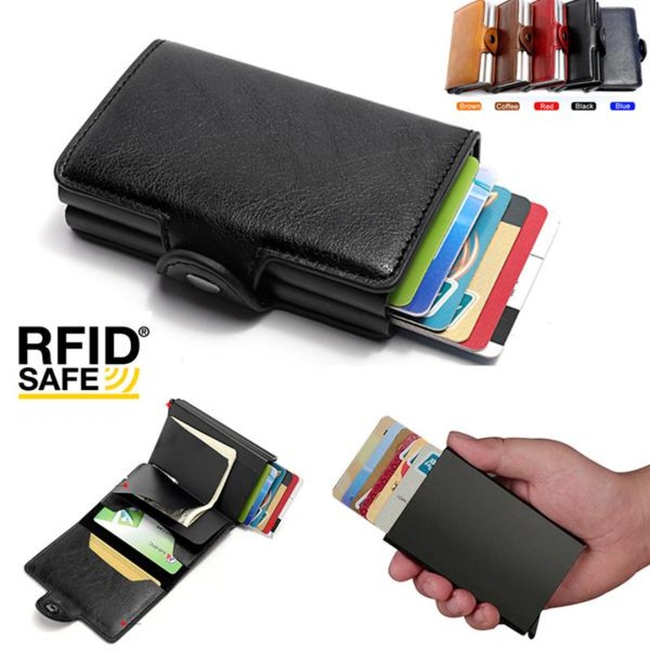 Portofel , poliuretan, suport pentru 12 carduri, protectie RFID, functie pop-up, 10x6.8x2.5cm