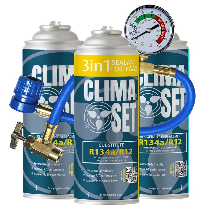 Set ClimaSet 3in1 R134a, 130g + 346g, pentru aer conditionat