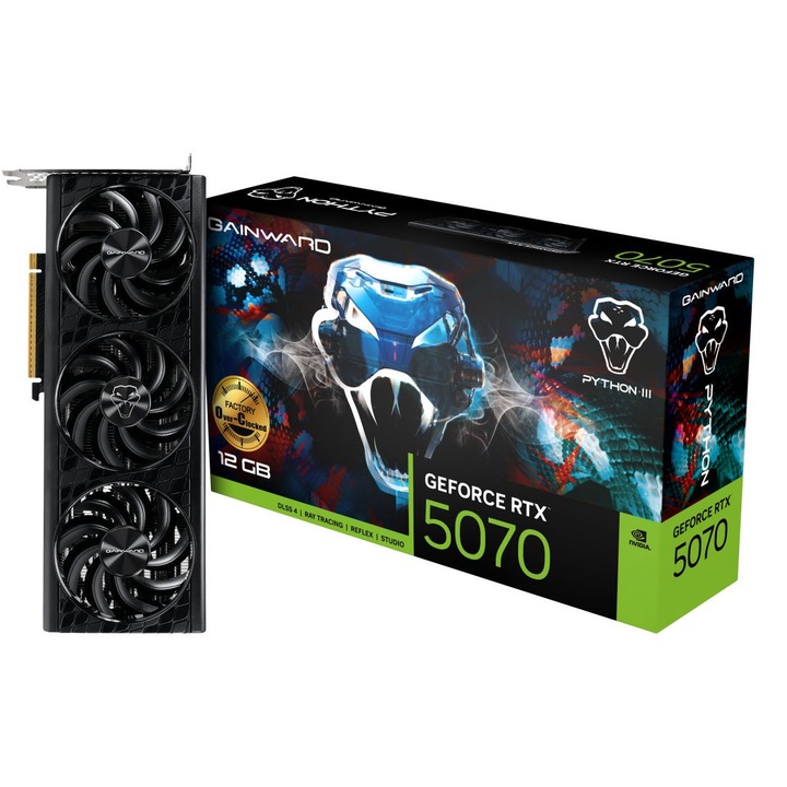 Видео карта Gainward GeForce RTX 5070 12GB Python III OC DLSS 4, GDDR7, 192bit