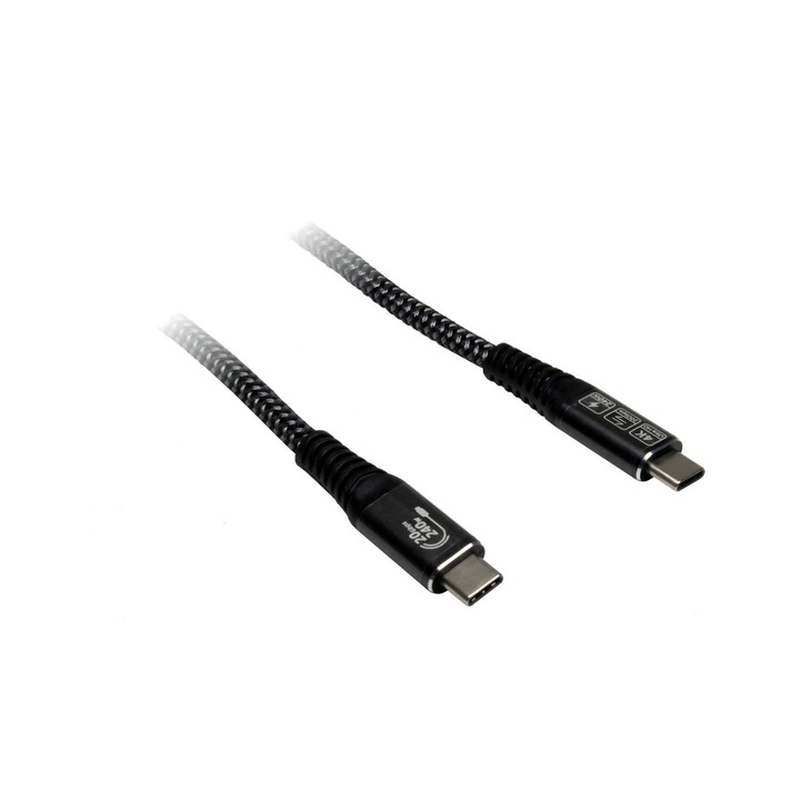 Cablu Inter-Tech USB-C la USB-C 3.2 240W 1.5m Negru, 284010