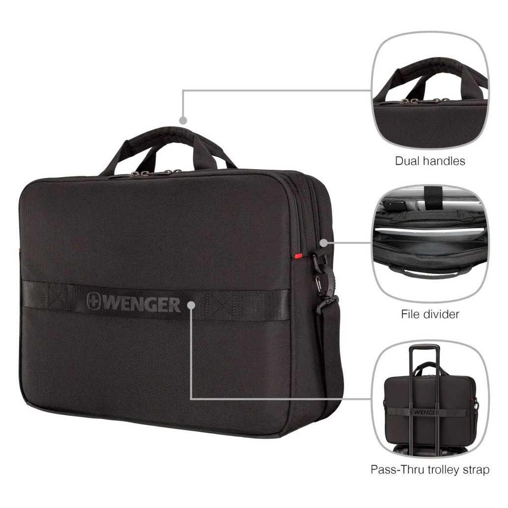 Geanta laptop Wenger XE Brief 17", neagra, 450x340x160mm, cu compartiment pentru tableta