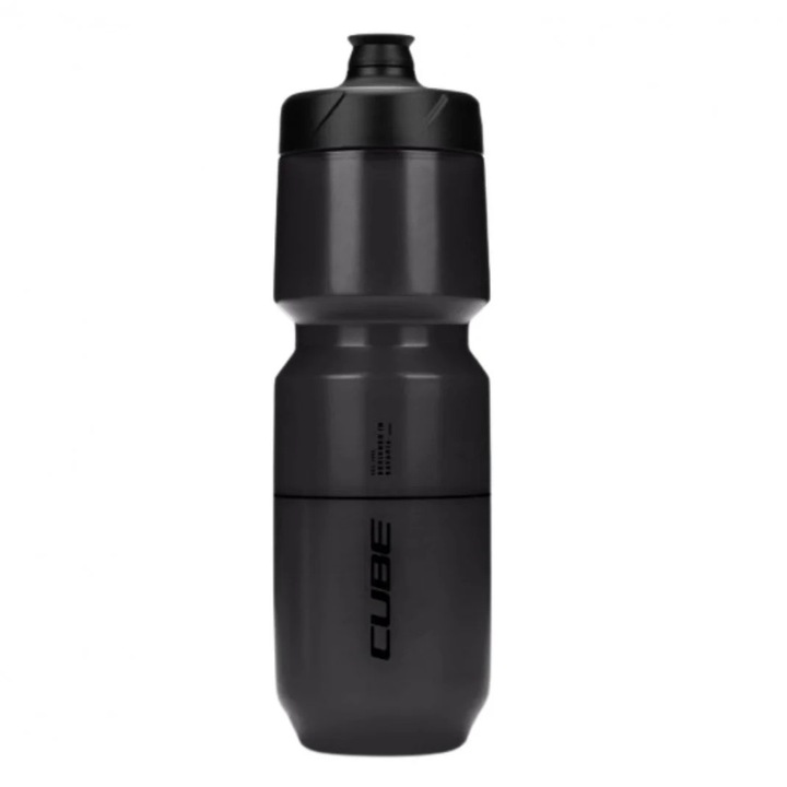 Bidon pentru bicicletă Cube Flow 750ml, negru, material LDPE, capacitate mare, ușor de curățat