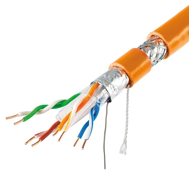 Hálózati kábel, Delight, CAT6A S-FTP, 500m, narancssárga