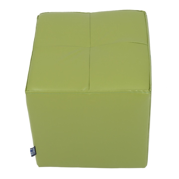 Taburet Cool, fix, patrat, imitatie piele, verde, 35 x 35 x 36 cm