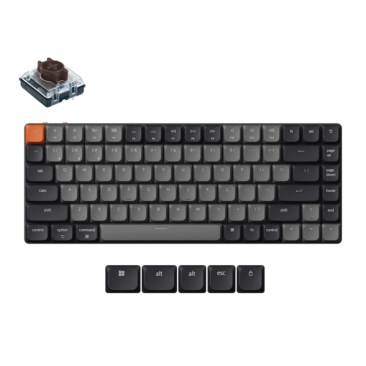 Безжична механична клавиатура Keychron K3 QMK версия 3, Bluetooth, RGB LED, Hot-Swap, Switch Keychron Low Profile 2.0 Mechanical, кафява