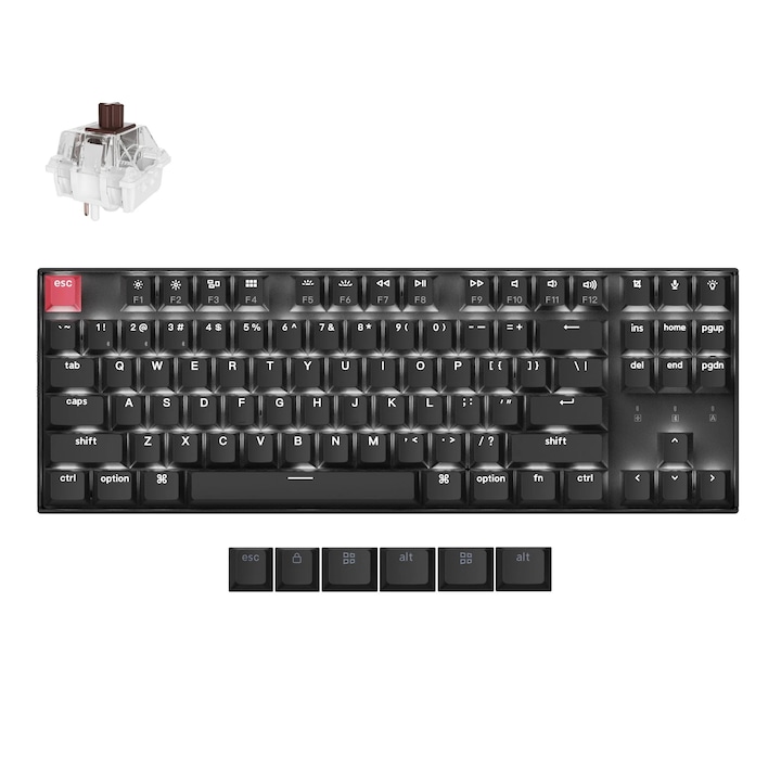 Клавиатура Keychron K8 QMK версия 2, безжична, механична, Bluetooth, бяла LED, Super Switch кафява K8X-A3