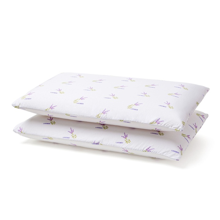Perna pentru dormit Memory Lavender, spuma cu memorie + microfibra supersoft, 40 x 70 cm, set 2 bucati