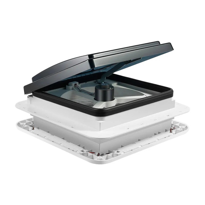 Вентилатор за покрив, 11 инча, 12 V, LED светлина, бял