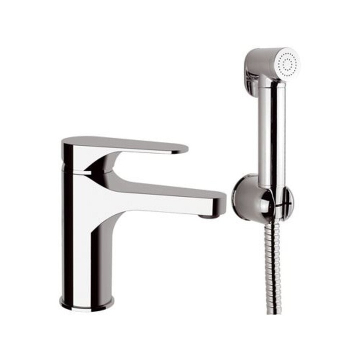 Dus igienic + baterie pentru lavoar, Remer L12SHW, monocomanda, finisaj cromat