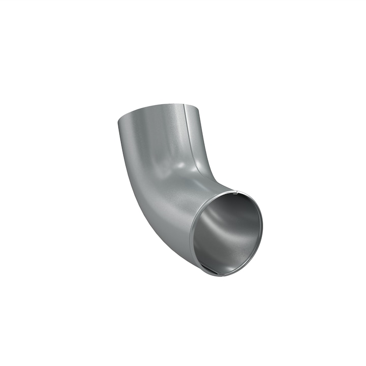 Cot evacuare burlan pentru sistem pluvial, Bilka, metalic, argintiu (RAL 9006), lucios, D 90 x 0.6 mm