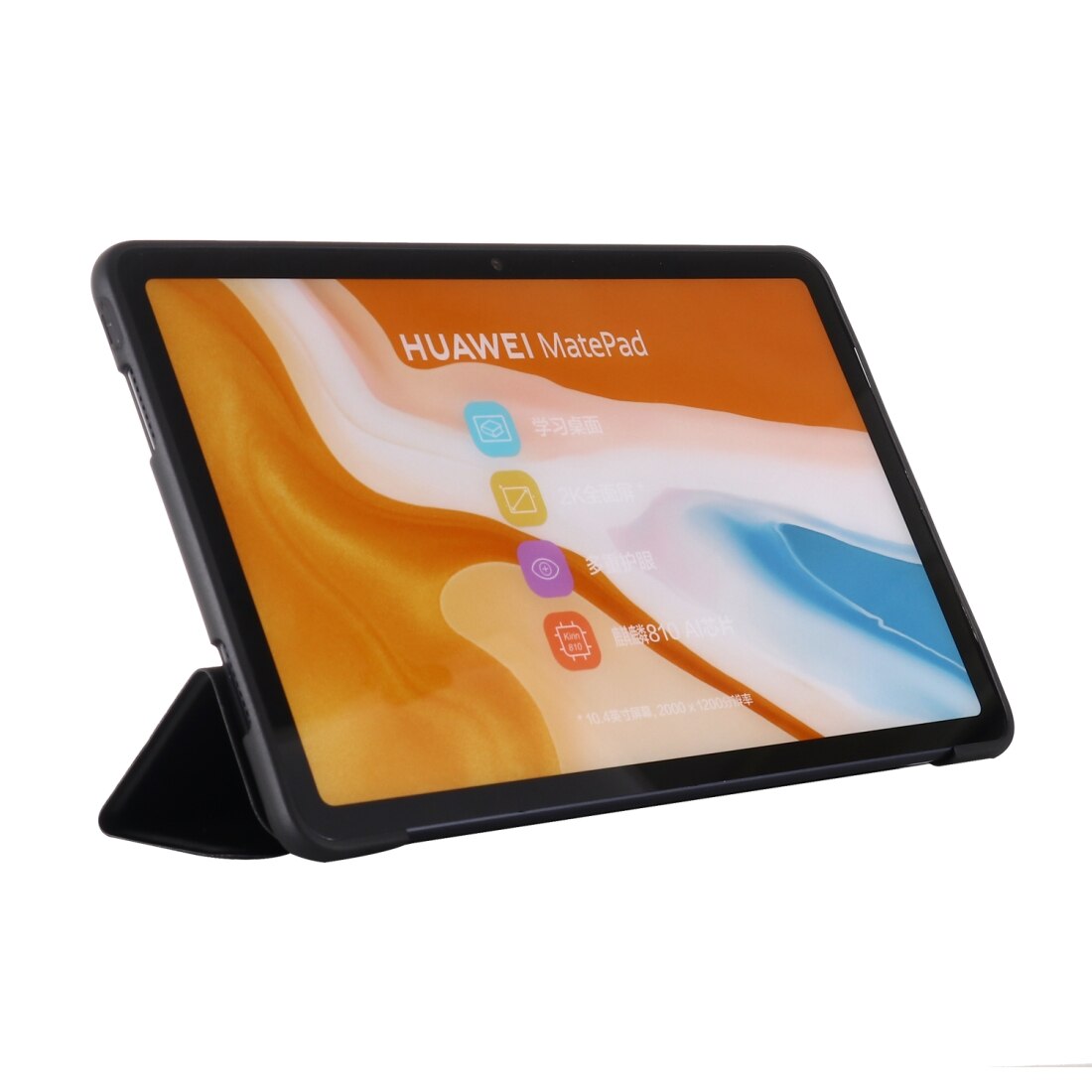 Husa tableta pentru Huawei MatePad 10.4, piele PU, tip carte cu suport cu pliere in trei, margini anti-soc, acces complet, Albastru