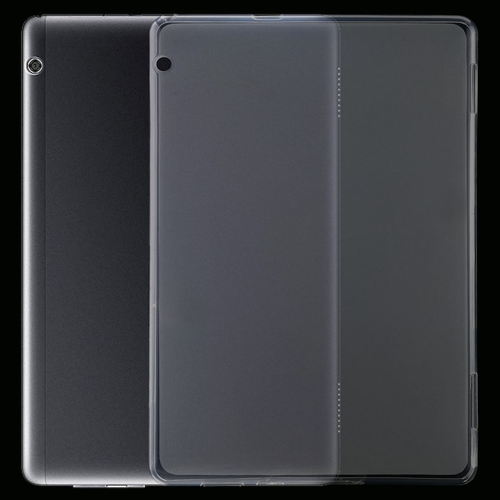 Husa tableta pentru Huawei T5 10.1 inch, TPU transparent de 0.75mm, tip carte, protectie anti-cadere, spate transparent