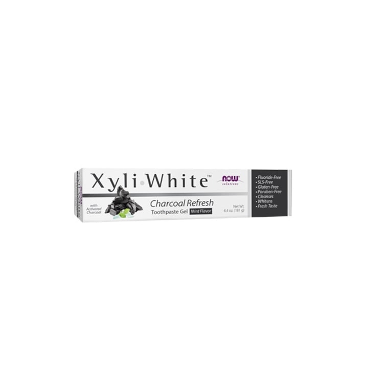 Паста за зъби, Now Foods, Xyliwhite, за избелване на зъби, освежаваща с активен въглен, туба 181 гр.