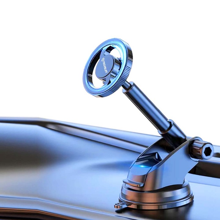 MagSafe kompatibilis műszerfalra szerelhető telefontartó + iRing adapter - Techsuit MagProX (S12) - fekete