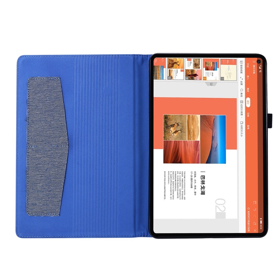 Husa tableta pentru Huawei Matepad Pro 10.8, material: material textil + TPU, design plat de protectie cu clip pentru carduri de vizita (albastru inchis)