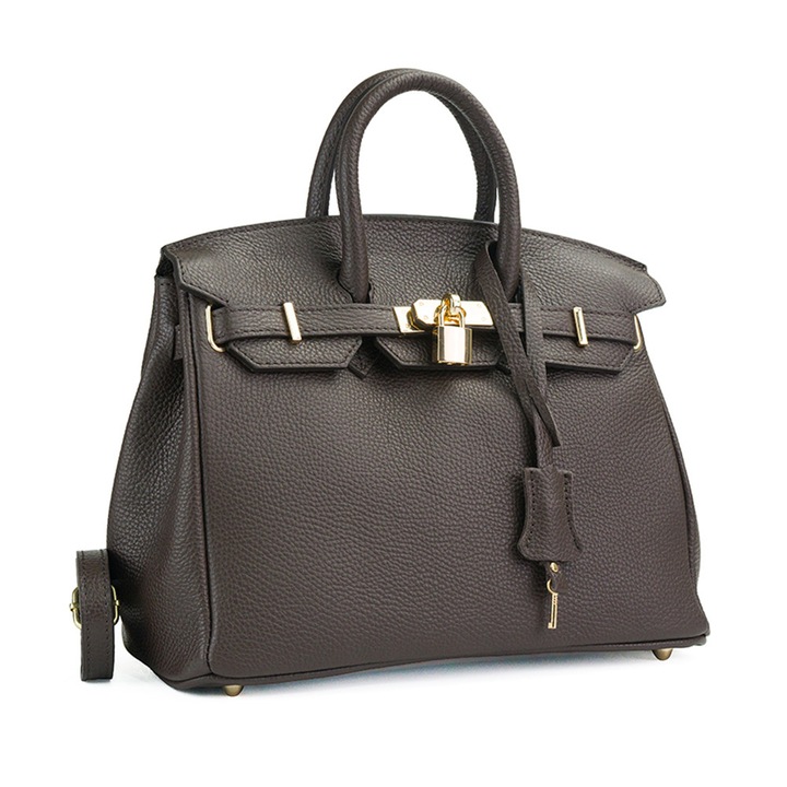 Poseta Piele Edith - Maro-Inchis, Geanta Office din Piele Naturala, Geanta, Genti