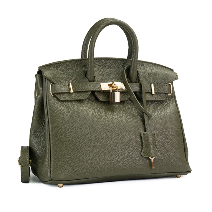 Poseta Piele Edith - Kaki, Geanta Office din Piele Naturala, Geanta, Genti