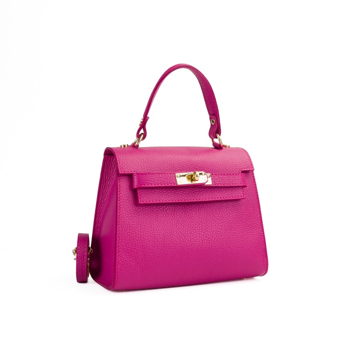 Poseta Piele Thea - FUCSIA, Geanta Casual din Piele Naturala, Geanta, Genti