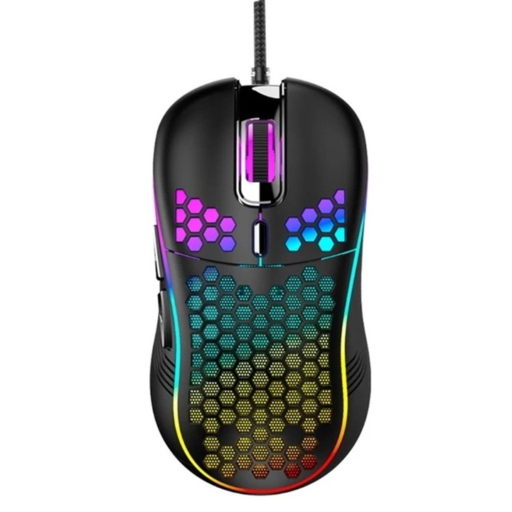 Mouse gaming XMSJ, 7200 DPI, iluminare RGB, negru