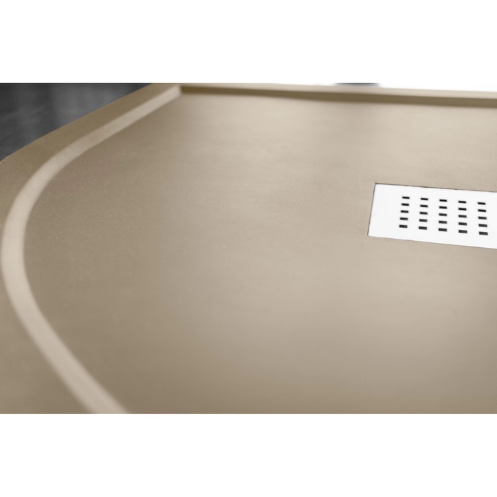 Cadita de dus Model Sahara Semicircolare 90 Mineral Compozit Crem Marfil