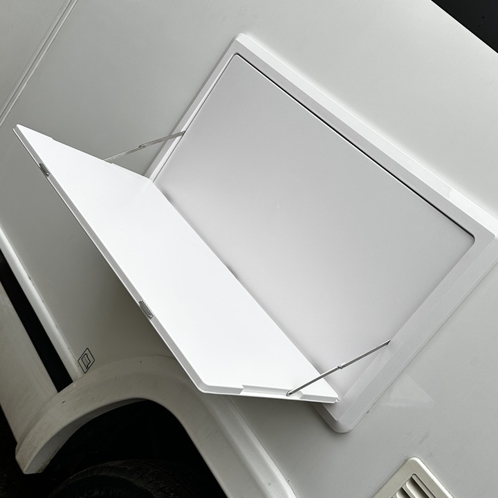 Маса за каравана, кемпер, каравана, AutoSSF® Smart Clip – Сгъваема, без пробиване, винаги готова, 80x45 см, бяла