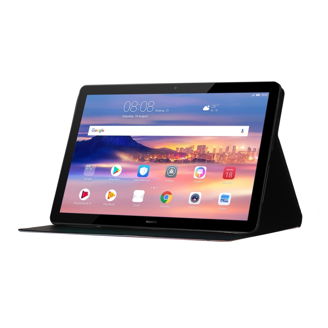 Husa tableta pentru Huawei MediaPad T3 10, desen colorat, tip carte cu suport si slot pentru carduri, functie somn/trezire, model bufnita, piele PU, violet