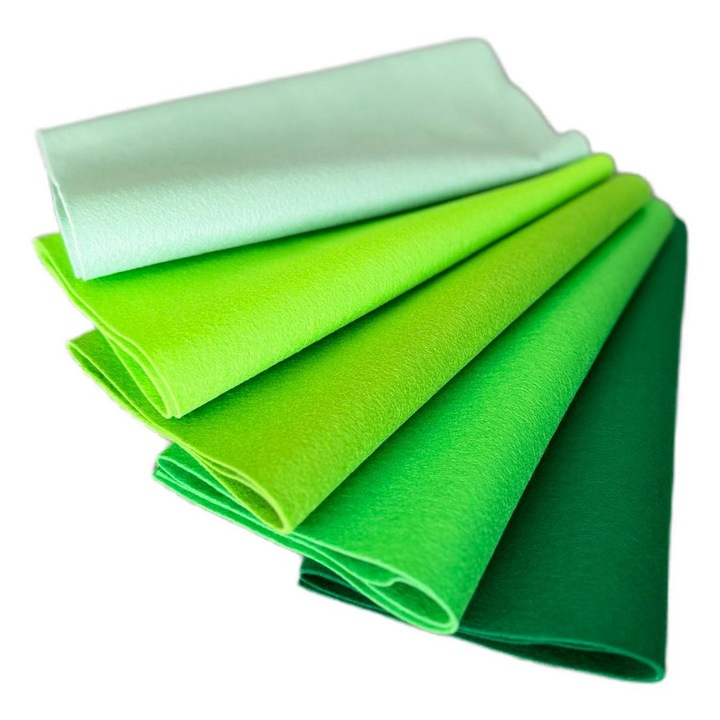 Fetru moale 1mm mix set 5 buc/25*55cm, verde