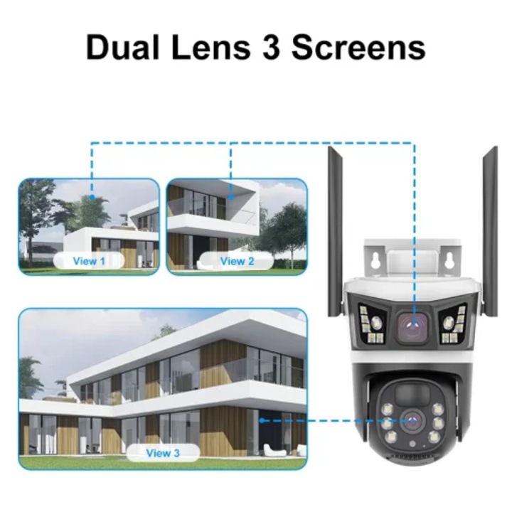 Camera Bullet-Dome COBI SMART® - Wireless Smart Solar V380 Pro, 10x Zoom, Full HD, Wi-Fi, Night Vision, Solar Powered (model zy-a09-4g)