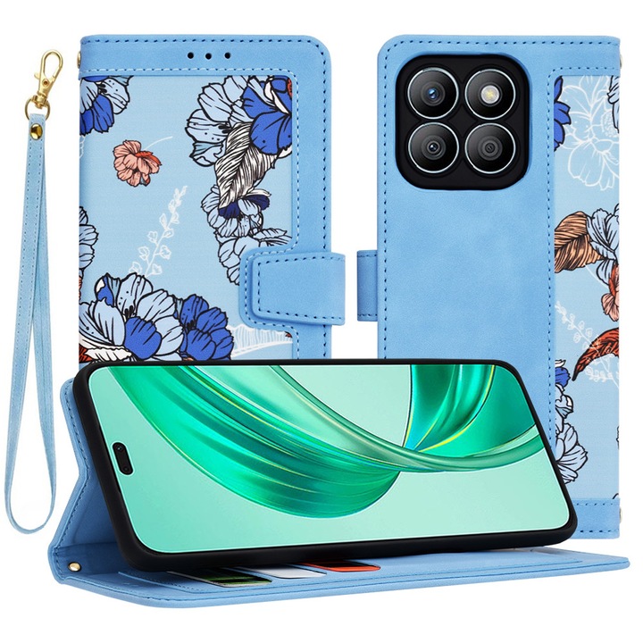 Калъф за Honor X8b, от Екологична Кожа, Stef's Cat, Светлосин