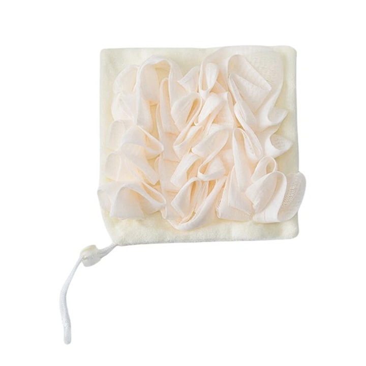 Кърпа за баня, Cyrax, 2в1, с мрежеста гъба, 17 x 17 см, Бежова