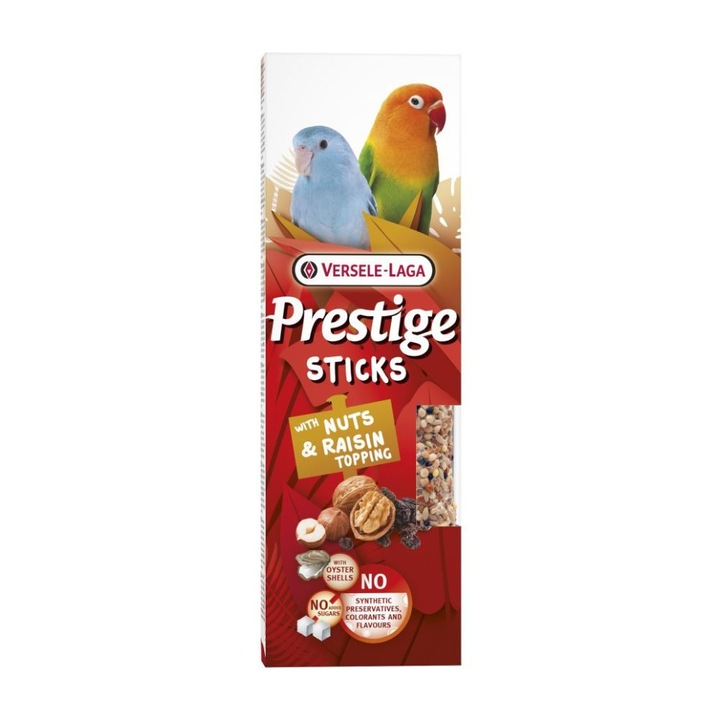 Batoane pentru papagali mici – VL-Prestige Sticks cu nuci si stafide – 60 g (2x30 g)