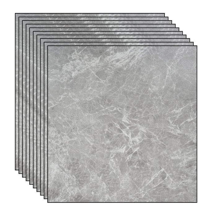 24 darabos Macvi® öntapadós padlólap készlet, szürke márvány stílus, PVC, 45,7 x 45,7 cm, vastagság 1,4 mm, lefedettség 5 m