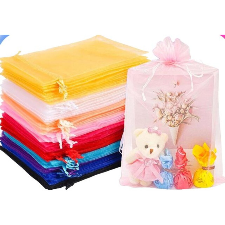 Set de 100 de pungi cadou colorate Pixel, 15x20 cm pentru bijuterii