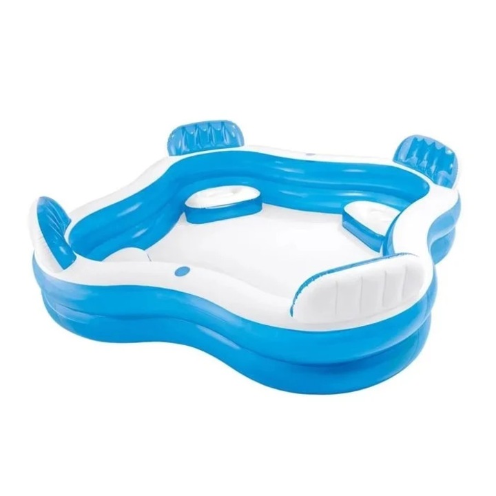 Családi medence, Intex, pezsgőfürdővel, űrtartalom 262 L, méret 2.29x2.29x0.66 m, Bleu