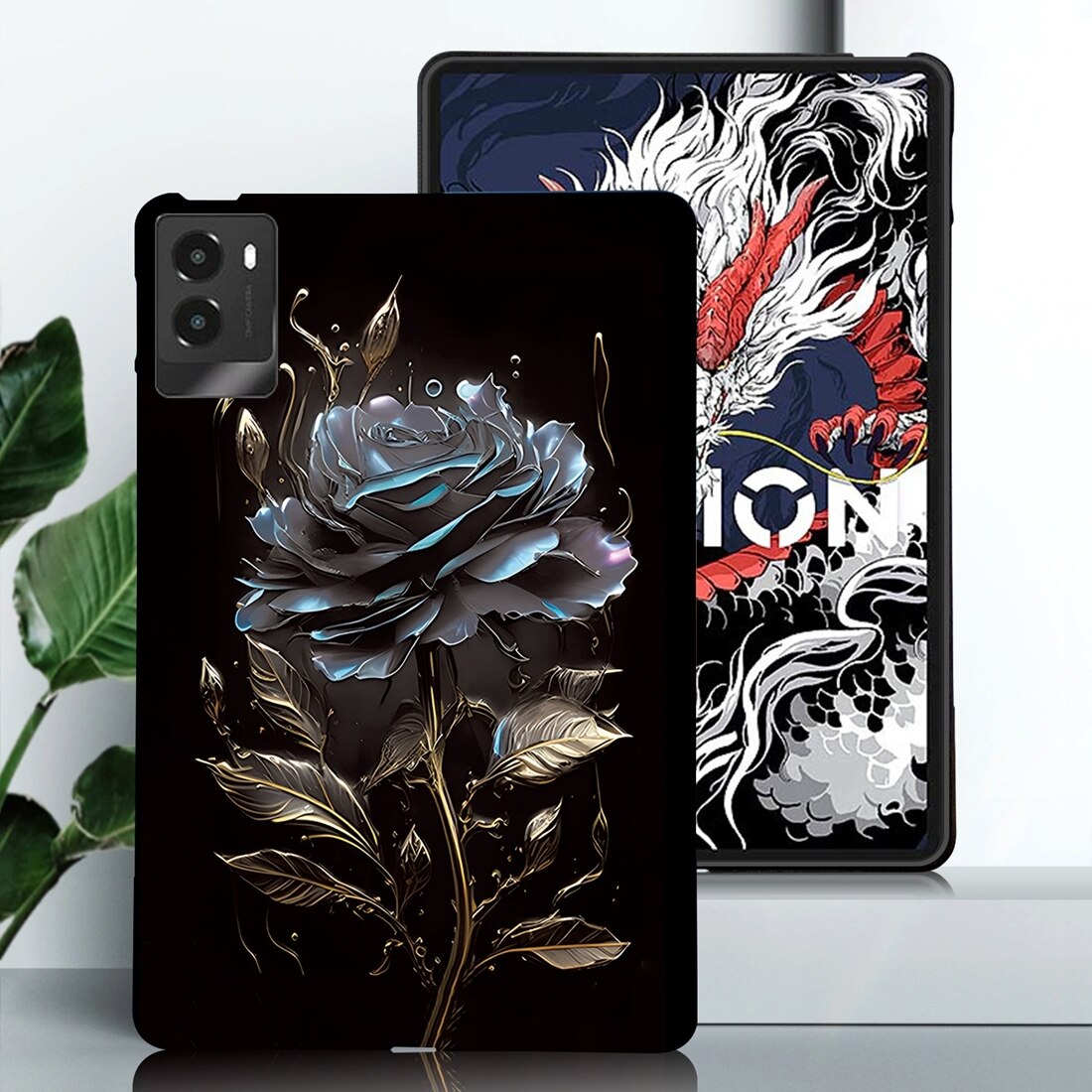 Husa tableta pentru Lenovo Legion Y700 2025, TPU, tip design pictura, acces complet la porturi, Negru