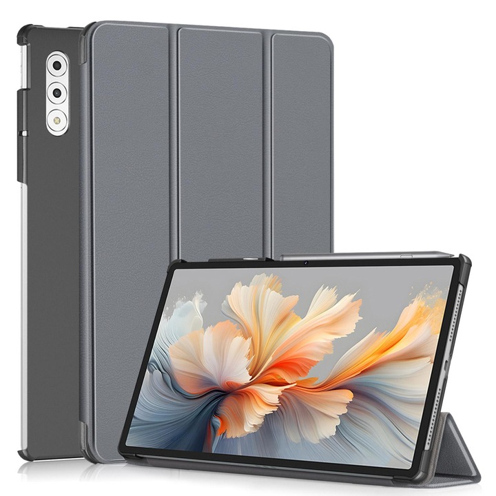 Husa tableta pentru Lenovo Yoga Tab Plus, piele PU, tip carte 3 plieri, culor albastruisuclara