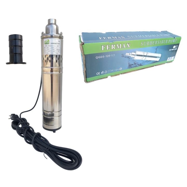 Pompa de apa submersibila tip tun, putere 1.1kw, debit 3000 litri/h, 2850 rot/min, model QGD fara plutitor