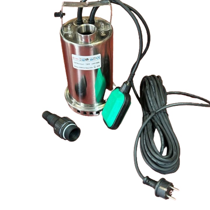 Помпа за мръсна вода DRK, модел CSP750LC, потопяема, неръждаема стомана с поплавък, 750 W, 11000 л/ч