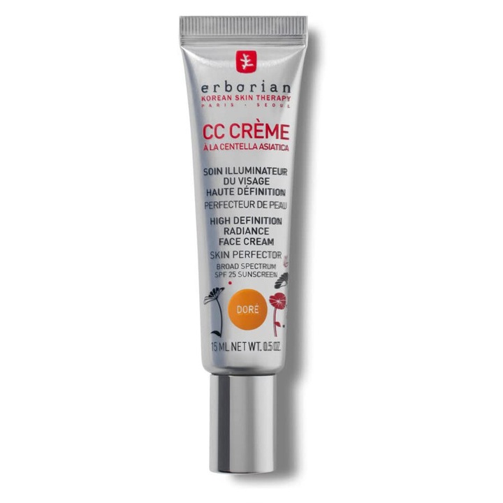Erborian CC Cream - Crema de fata colorata cu Centella Asiatica - Imbunatateste tenul si hidrateaza - cu SPF 25 - Ingrijire coreeana - Auriu - 15 ml
