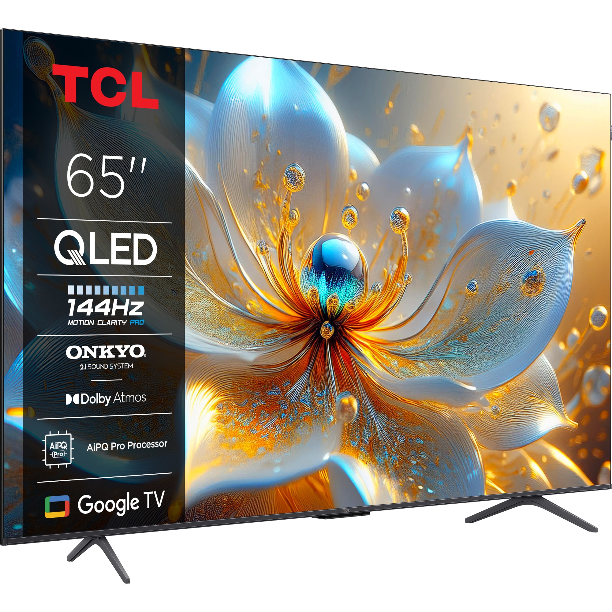 Televizor Smart QLED TCL 65T8C, 164 cm, Ultra HD 4K, 100 Hz, smart Google TV, Clasa F