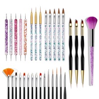 Set 31 Pensule Pictura Unghii, SINBINTA, Set 31 Pensule Manichiura, Fara deformare si coroziune, Usor de tinut si de vopsit, Potrivit pentru realizarea de nail art cu gel, desenarea liniilor, desen fin, Metal, Multicolor