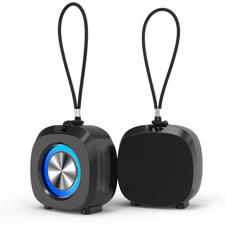 Boxa Portabila Bluetooth Waterproof Mini, IPX6, Compacta, Sunet Clar, 3W, Reincarcabila, negru